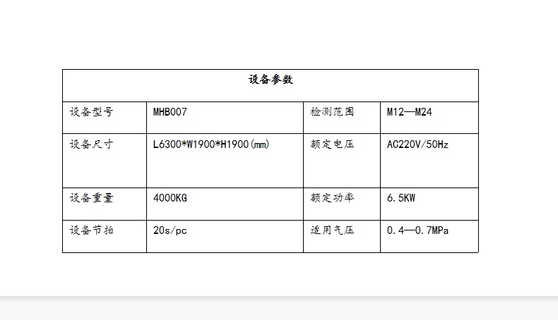 螺紋檢測循環(huán)線插圖3 螺紋檢測循環(huán)線設(shè)備參數(shù)